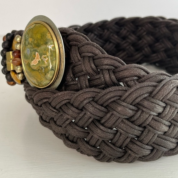 Vintage Marjorie Baer SF Braided Two-toned Brown Mixed Metals Belt Size Medium - Picture 6 of 14